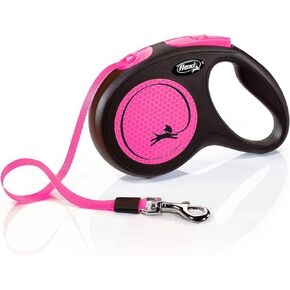 Flexi New Neon Tape Pink Medium 5m Retractable Dog Leash/Lead for Dogs up to 25kgs/55lbs