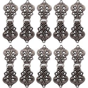 NOLITOY 10 pairs Scarves Link Antiquity Collar Swirl Pattern Clasp Knots Sew Cutout X Ruffled Frog Metal Filigree Brooche Auspicious Chinese Sweater Han Hooks Pin Cloak Buckle Coats