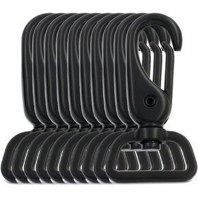 BIKICOCO 1'' Swivel Trigger Lever Snap Hook Lobster Claw Clasp Spring Loaded Clip, Flat-D-Ring Ended, Black - Pack of 10