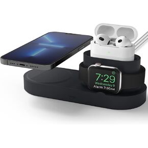 elago MagSafe Charging Station - Compatible with iPhone 15 & iPhone 14 & iPhone 13 & iPhone 12, AirPods Pro 2, AirPods Pro, AirPods 3, All Apple Watch Series [Black] [Charging Cables Not Included]