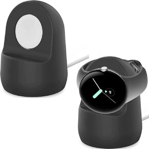 Miimall Charger Stand Compatible with Google Pixel Watch Charger, Non-Slip Silicone Charger Base Holder with Cable Management Slot Charging Station for Google Pixel Watch 2022（Black）