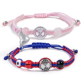 Couples/Friendship Matching Bracelets,Bat/Spider/kitty Bracelets Set, Valentine's Day Birthday Jewelry Gifts for Gf and Bf Soulmate, Matching Gifts for Husband&Wife Son&Daughters BFF (Spider-Spider)