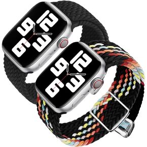 Abanen Braided Elastic Nylon Watch Band Compatible with Apple Watch 38mm 40mm 45mm 49mm for Women Men, Loop Soft Stretchy Wristband Strap with Magnetic Closure for iWatch SE Series 8/7/6/5/4/3/2/1