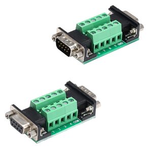 2 قطعة DB9 ذكر إلى أنثى لوحة القطع الطرفية ، RS232 D-SUB المسلسل إلى 9pin ميناء محطة كتلة موصل مغير الجنس