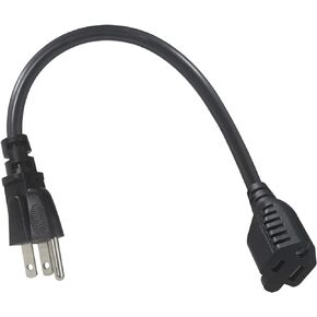 1FT Short Power Extension Cord 1FT - Short 3 Prong Extension Cord Outlet Saver Indoor SJT 16 AWG Heavy Duty 1 Foot AC Power Extensions Cable with NEMA 5-15P to NEMA 5-15R Connector (1PACK)