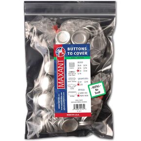 100 Cover Buttons by Maxant - Made in The USA - #45 (1 1/8") with Flat Backs, Ideal for Crafting. NO Tool.