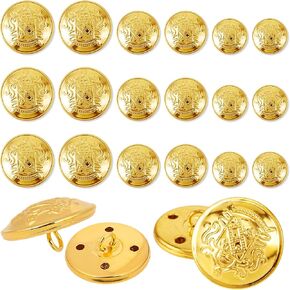 18Pcs Metal Gold Blazer Button, Vintage Brass Coat Buttons for Blazer Suits Coat, Uniform, Jacket (18mm 20mm 25mm)