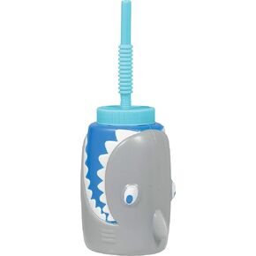 Fin-tastic Plastic Shark Sippy Cup - 18 oz. (1 Pc.) - Fun & Durable Materials, Ideal for Kids & Adults - Perfect for Parties & Pool Days