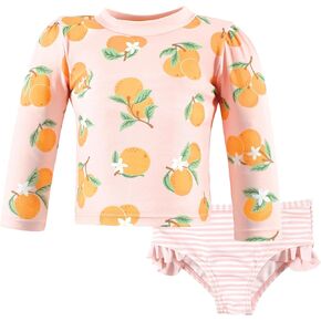 Hudson Baby Unisex Baby Swim Rashguard Set, Citrus Orange, 9-12 Months