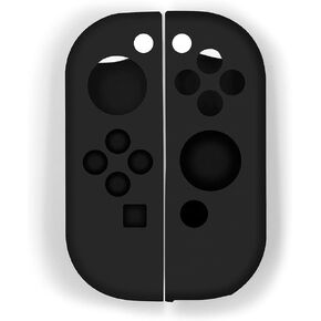 Switch Joy-Con Controller Skin, Anti-Slip Silicone Grips Covers Soft Ultra-Thin Protective Cover Case for Switch Controller (Black) with 2 Cute Thumb Grip Caps