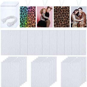 150 Pieces Sublimation Air Freshener Blanks Car Hanging Sheets Air Freshener Sheets Felt Air Freshener Rectangle Fragrant Sheets with Elastic Rope and 200 Pieces Bags for Car Interior Decoration