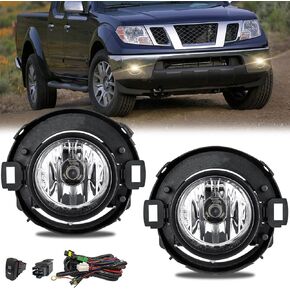 Fog Lights Compatible with 2005-2015 Nissan Xterra/2010-2019 Nissan Frontier with Wiring Harness & Switch Clear Lens (Set)