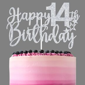 Sliver Glitter Happy 11th Birthday Cake Topper, Cheers to 11 Years/Hello 11/Sweet 11, Funny 11th Birthday Party Decorations for Teen Boys Girls