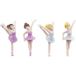 4 Pcs Dancing Ballerina Girl Figurine, Miniature Ballerina Girl Figure Collection Playset Doll Toy, Ballerina Girl Cake Topper, Ballerina Girl Plant Pot Craft Dollhouse Decoration, Cake Decoration