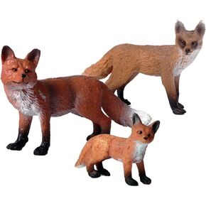 3 Pieces Fox Figurines Set Realistic Wildlife Animal Figurines & Cake Toppers