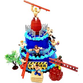 Wrestler Rumblers Wrestling Action Cake Topper With Random Wrestler Figures And Accessories (Unique Design)