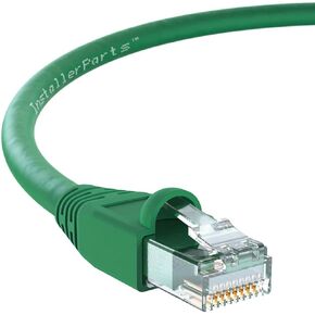 InstallerParts Ethernet Cable CAT6A Cable UTP Booted 15 FT - Green - Professional Series - 10Gigabit/Sec Network/High Speed Internet Cable, 550MHZ