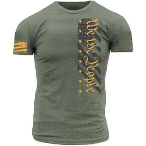 We The People Distressed American Flag on Premium Performance Blend T Shirt