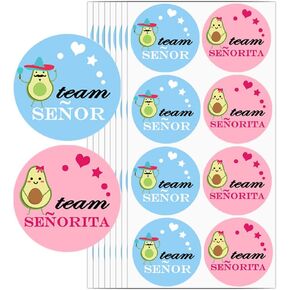 Team Señor Baby Shower Stickers Decorations, 1.5inches, 500pcs, Spanish, Plastic, Unisex, Fiesta Theme