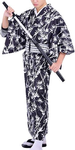 Japanese Yukata Men's Traditional Kimono Costume Honeycomb Pattern Cotton Unisex Long Robe with OBI Suit Bathrobe in Saudi Arabia