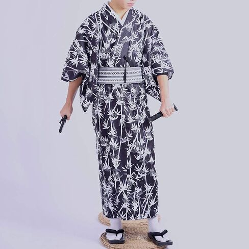 Japanese Yukata Men's Traditional Kimono Costume Honeycomb Pattern Cotton Unisex Long Robe with OBI Suit Bathrobe in Saudi Arabia