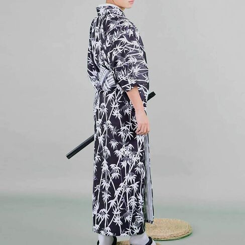 Japanese Yukata Men's Traditional Kimono Costume Honeycomb Pattern Cotton Unisex Long Robe with OBI Suit Bathrobe in Saudi Arabia