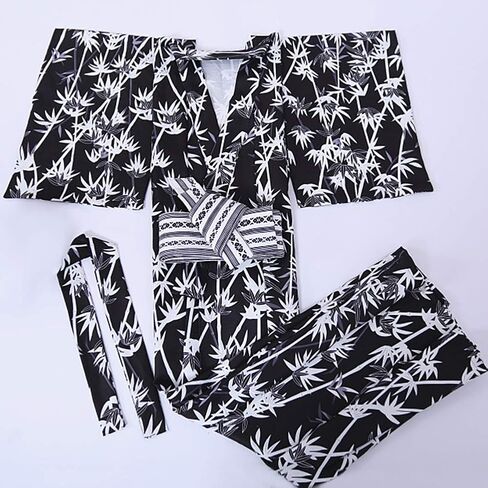 Japanese Yukata Men's Traditional Kimono Costume Honeycomb Pattern Cotton Unisex Long Robe with OBI Suit Bathrobe in Saudi Arabia