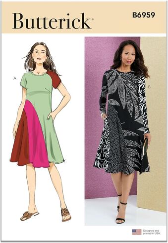 Butterick Misses' Flared Pullover Dress Pattern Kit Sewing Pattern Kit, Design Code B6959, Sizes 18-20-22-24-26 in Saudi Arabia