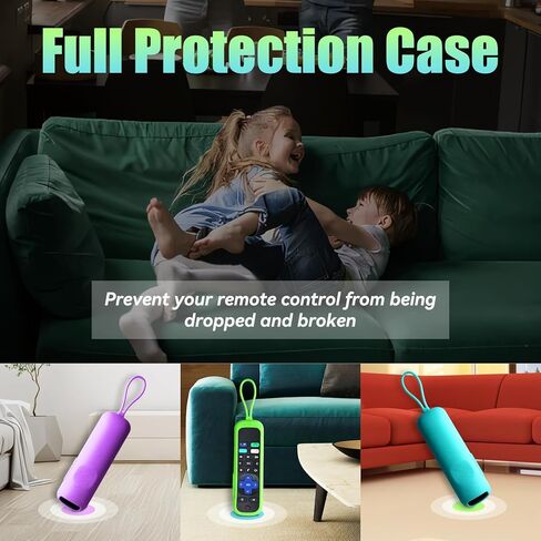 3 عبوات من حافظة السيليكون الناعمة لجهاز التحكم عن بعد Roku، بديل عالمي لجهاز التحكم عن بعد لجهاز Hisense Roku/TCL Roku TV/Roku Steaming Stick/Roku Express (أزرق + أخضر + أرجواني) in Kuwait