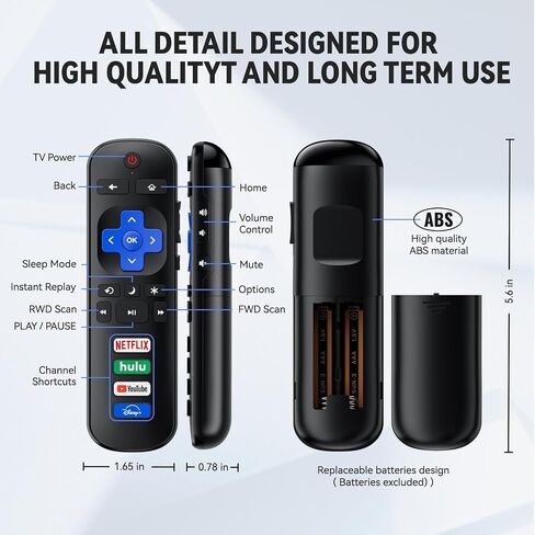 (Pack of 2) Replacement Remote Control for TCL Roku TV/Hisense Roku TV/Onn Roku TV/Sharp Roku TV/Philips Roku TV (Not for Stick and Box) in Saudi Arabia
