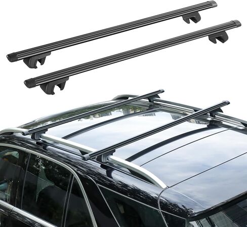 ACLONG Cross Bars Car Roof Rack 53 "Universal Adjustable Aluminum Cargo Rooftop Crossbars 135CM Fits Cars SUVs with Raised Rails Lockable for Ladders, Camping Gear, and Sports Equipment-2PCS in Kuwait