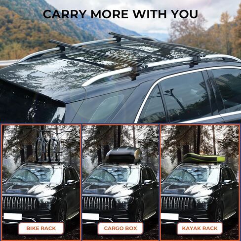 ACLONG Cross Bars Car Roof Rack 53 "Universal Adjustable Aluminum Cargo Rooftop Crossbars 135CM Fits Cars SUVs with Raised Rails Lockable for Ladders, Camping Gear, and Sports Equipment-2PCS in Kuwait