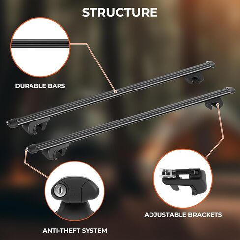 ACLONG Cross Bars Car Roof Rack 53 "Universal Adjustable Aluminum Cargo Rooftop Crossbars 135CM Fits Cars SUVs with Raised Rails Lockable for Ladders, Camping Gear, and Sports Equipment-2PCS in Kuwait