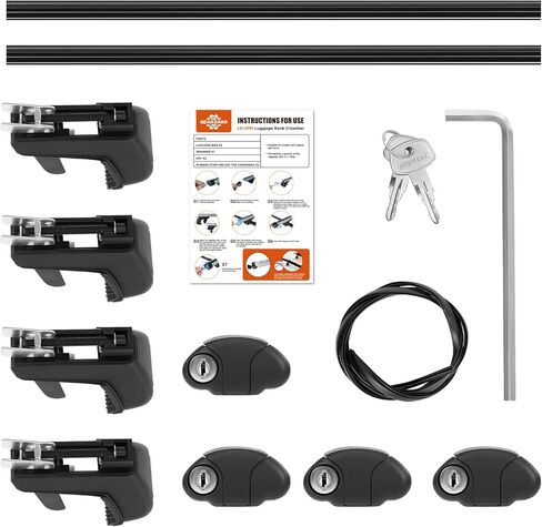 ACLONG Cross Bars Car Roof Rack 53 "Universal Adjustable Aluminum Cargo Rooftop Crossbars 135CM Fits Cars SUVs with Raised Rails Lockable for Ladders, Camping Gear, and Sports Equipment-2PCS in Kuwait