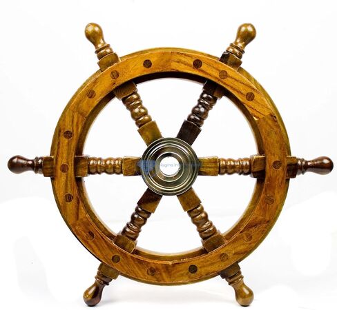 SAILORS SPECIAL 18" Premium Rosewood Crafted Nautical Maritime Ship Wheel | Pirate's Home Decor | Nagina International in Saudi Arabia