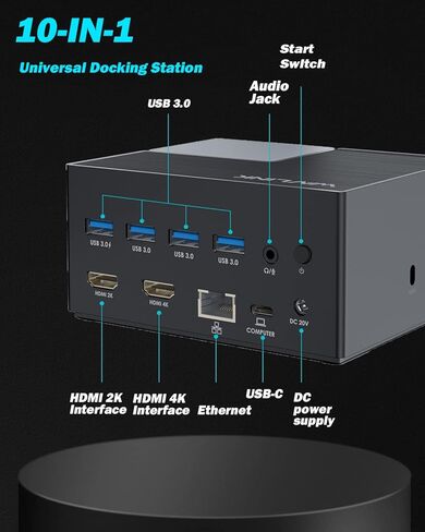 محطة إرساء USB C، WAVLINK USB C شاشة HDMI مزدوجة مع شحن 100 وات، USB C/USB 3.0 إلى HDMI المزدوج، إيثرنت، 4 USB 3.0، صوت لأجهزة MacOS وWindows، أجهزة الكمبيوتر المحمولة Dell/Surface/HP/Lenovo in Kuwait