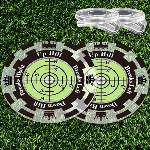 2-Pack Golf Green Reader with Magnetic Hat Clip, 1.8 Inch Golf Ball Markers for Putting Green with High Precision Horizontal Bubble, Putt Aid Golf Gifts for Men (Green) in Saudi Arabia