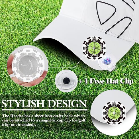2-Pack Golf Green Reader with Magnetic Hat Clip, 1.8 Inch Golf Ball Markers for Putting Green with High Precision Horizontal Bubble, Putt Aid Golf Gifts for Men (Green) in Saudi Arabia