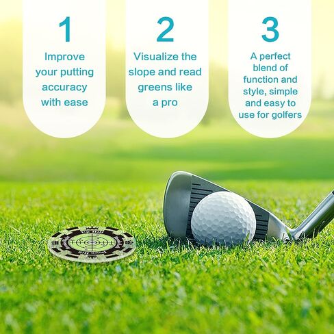 2-Pack Golf Green Reader with Magnetic Hat Clip, 1.8 Inch Golf Ball Markers for Putting Green with High Precision Horizontal Bubble, Putt Aid Golf Gifts for Men (Green) in Saudi Arabia