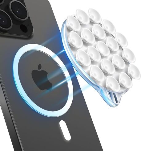 SAMADEX Silicone Suction Phone Case Magnetic Phone Mount, Silicon Hands-Free Phone Accessory for iPhone and Android, Mirror Shower Phone Holder, Tiktok Videos and Selfies (Black) in Saudi Arabia