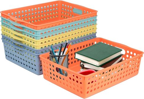 8 Pack Plastic Storage Baskets , Small Pantry Baskets for Organizing, Woven Basket Organizer Basket Bins for Shelves, Organizer and Storage for Bathroom, Bedrooms, Kitchens (Multicolour 8PCS) in Kuwait