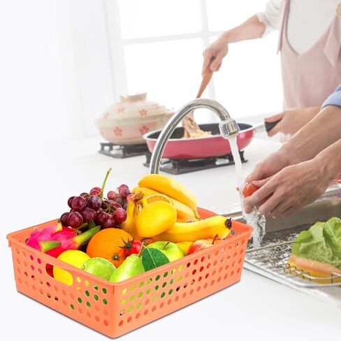 8 Pack Plastic Storage Baskets , Small Pantry Baskets for Organizing, Woven Basket Organizer Basket Bins for Shelves, Organizer and Storage for Bathroom, Bedrooms, Kitchens (Multicolour 8PCS) in Kuwait