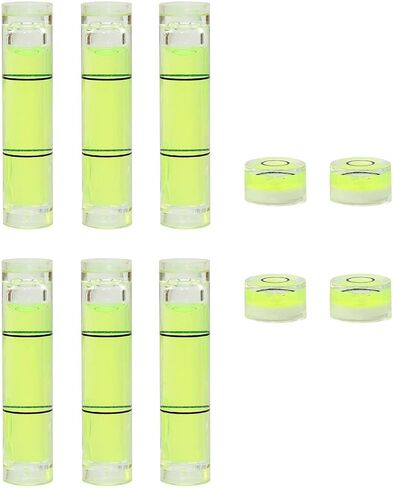 10pcs Bubble Levels (4 x Circular Mini Spirit Level Bullseye Level Measurement Instrument + 6 x Cylindrical Bubble Spirit Level Vials) in Saudi Arabia