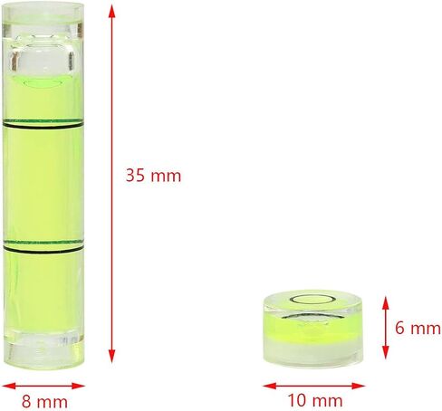 10pcs Bubble Levels (4 x Circular Mini Spirit Level Bullseye Level Measurement Instrument + 6 x Cylindrical Bubble Spirit Level Vials) in Saudi Arabia