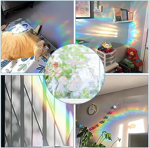 GORGECRAFT 4 أوراق القمر نافذة التشبث ملصقات النجوم Suncatcher ملصق الكوكب العالمي ويندوز فيلم المنشورية غير لاصقة المضادة للتصادم الشمس الماسك الشارات لضربات الطيور 12x9 بوصة in Saudi Arabia