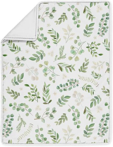 Sweet Jojo Designs Floral Leaf Baby Girl Nursery Crib Bedding Set - 4 Pieces - Green and White Boho Watercolor Botanical Woodland Tropical Garden in Saudi Arabia