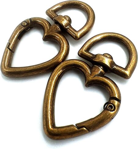 YIXI-SBest 20Pcs 3/4 inch Heart Shape Swivel Buckles Heavy Duty Metal Push Gate Swivel Lobster Clasp Keychain Clip with D Rings Purse Making Accessories (Antique Brass) in Saudi Arabia