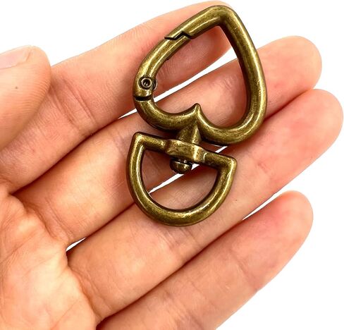 YIXI-SBest 20Pcs 3/4 inch Heart Shape Swivel Buckles Heavy Duty Metal Push Gate Swivel Lobster Clasp Keychain Clip with D Rings Purse Making Accessories (Antique Brass) in Saudi Arabia