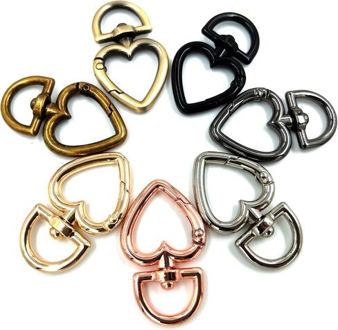 YIXI-SBest 20Pcs 3/4 inch Heart Shape Swivel Buckles Heavy Duty Metal Push Gate Swivel Lobster Clasp Keychain Clip with D Rings Purse Making Accessories (Antique Brass) in Saudi Arabia