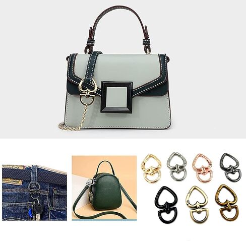 YIXI-SBest 20Pcs 3/4 inch Heart Shape Swivel Buckles Heavy Duty Metal Push Gate Swivel Lobster Clasp Keychain Clip with D Rings Purse Making Accessories (Antique Brass) in Saudi Arabia